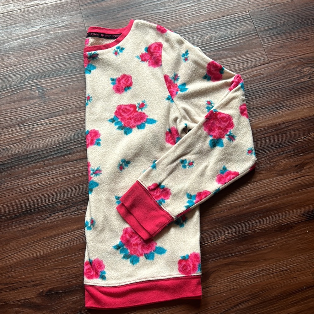 Betsey Johnson Cream and Red Floral Long Sleeve Top - Picture 4 of 6